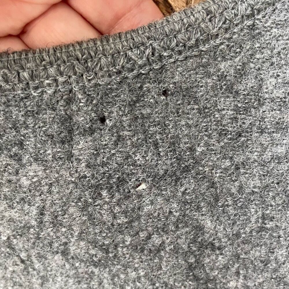 Vintage Boiled Wool Sheep Applique Full Zip Vest Grey XL - Picture 8 of 9